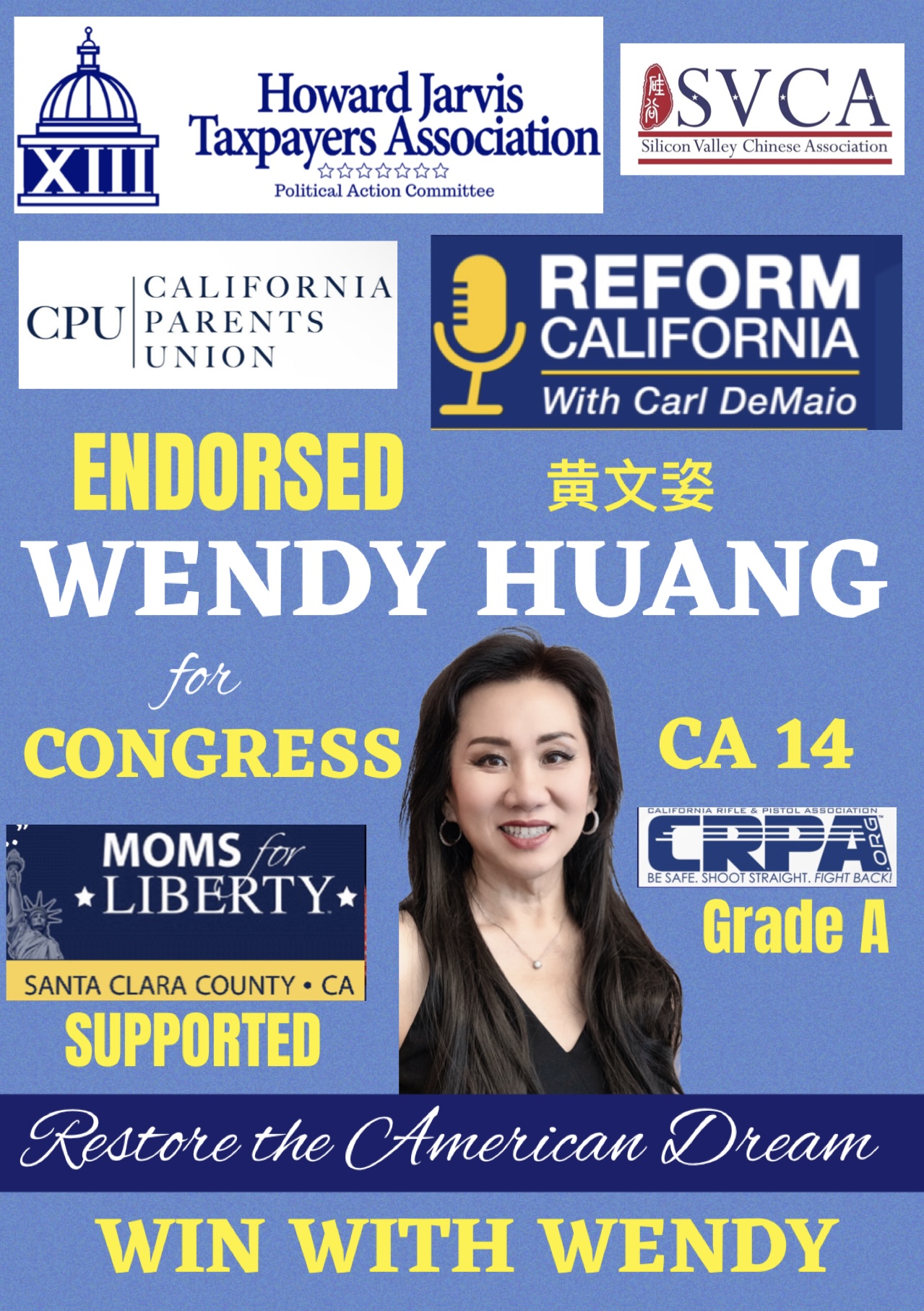 Wendy Huang appearing live with Benny Johnson at AmericaFest 2025
